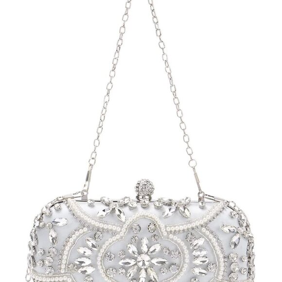 Women Beaded Clutch Evening Bag Fashion Rhinestone Diamond Wedding Handbag Brida - Picture 8 of 8